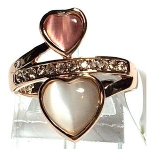 Rose Gold Cocktail Ring Size 6 Cats Eye Heart Plated Valentines Day Gift